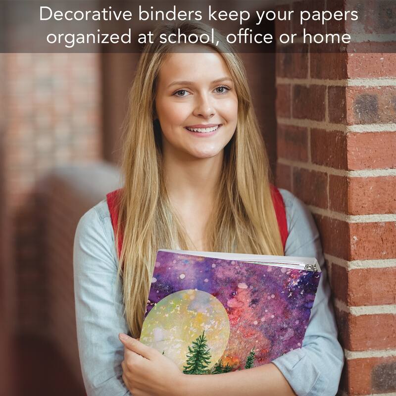 Rainbow Forest Decorative 3-Ring 1-inch Binder for School, Office, or Home Made in The USA Reusable & Easily Wipes Clean