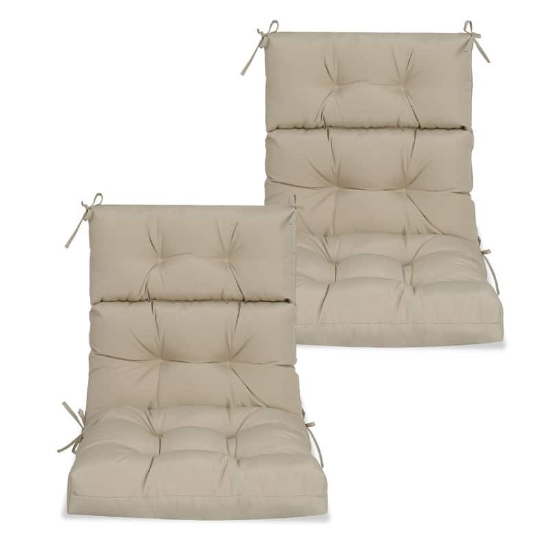 2 Pcs Set High Back Patio Chair Cushions, 44'' x 22''x 4''Tufted Rocking Chair Cushions, for Garden Porch Home Office Chair Use - 44'' x 22''x 4'' - Khaki
