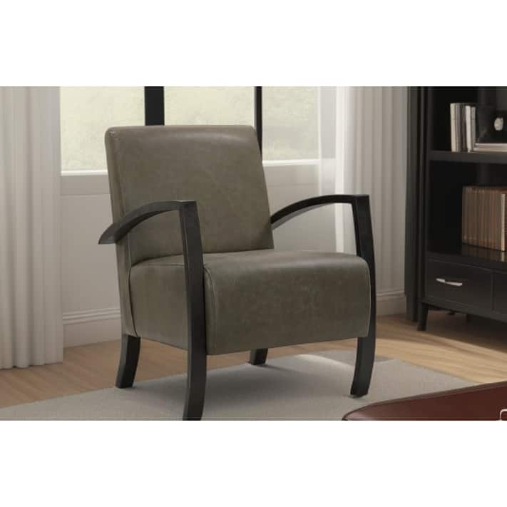 HomeRoots 26" Green And Black Top Grain Leather Arm Chair - 26' X '33' X '31