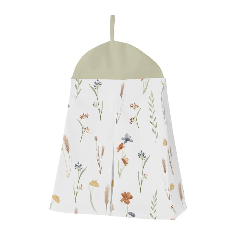 Boho Floral Garden Flower Girl Nursery Crib Bedding Set Sage Green Watercolor Bohemian Floral Vintage Shabby Chic Nature Fringe
