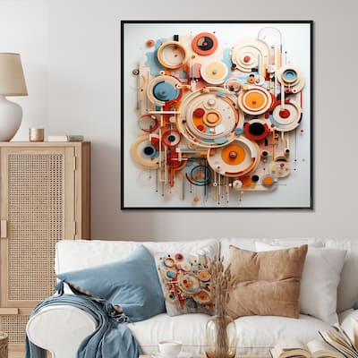 Designart "Colorful Geometric Sculptures I" Abstract Colorful Wall Decor - Modern Entryway Framed Wall Art Print