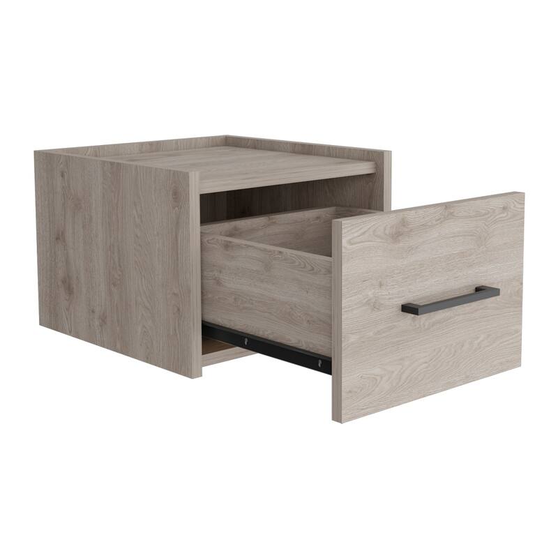 Wall-Mounted Nightstand with Roomy Drawer, Space-Efficient Design, Light Gray Finish
