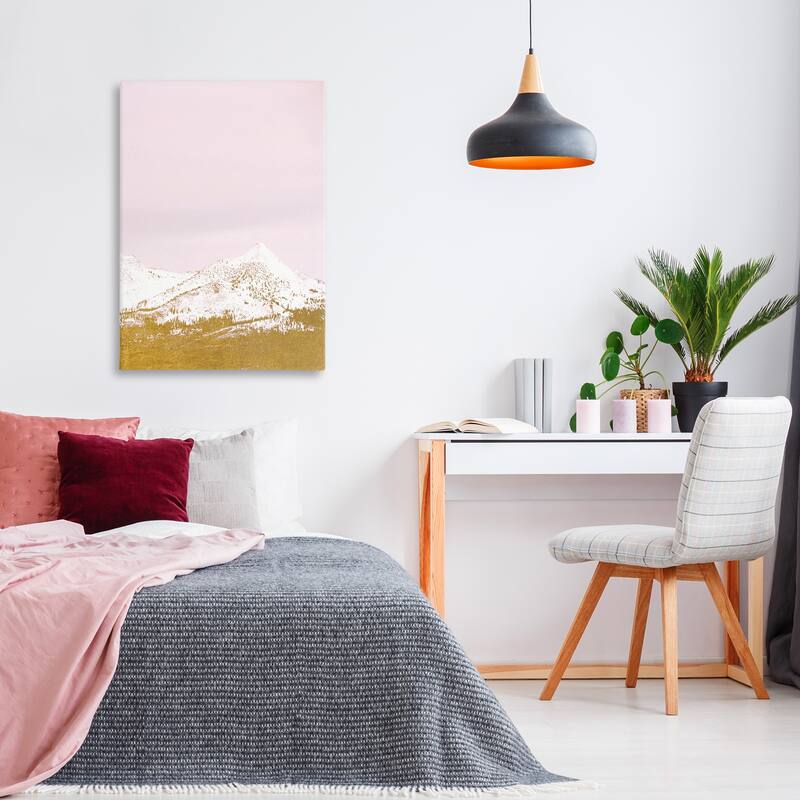 Stupell Snowy Mountain on Pink Canvas Wall Art Design By Gemma Bardot
