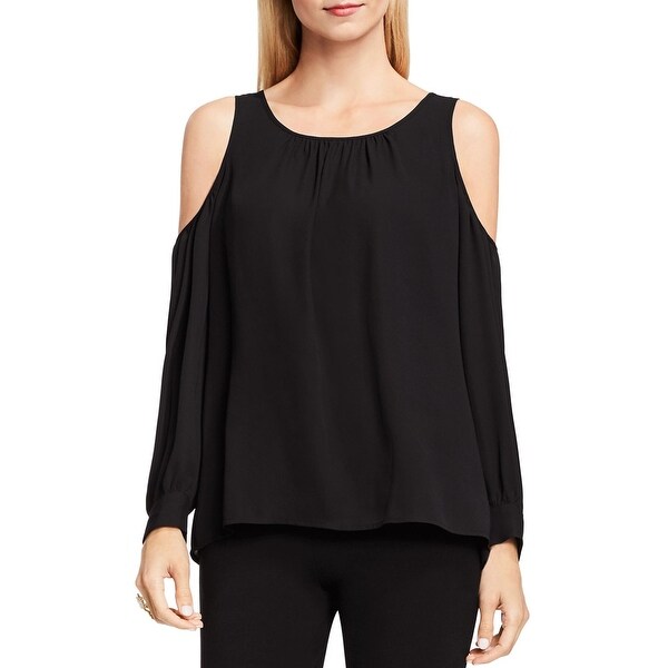 Vince Camuto Womens Peasant Top Cold Shoulder Hi-Low