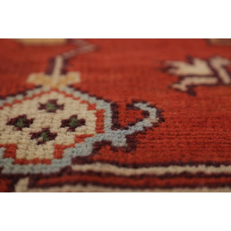 Orange Medallion Heriz Serapi Indian Area Rug Hand-Knotted Wool Carpet - 8'11"x 11'9"