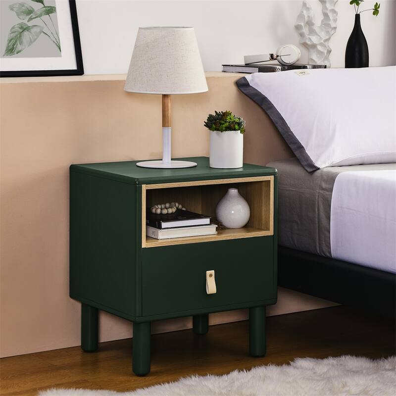Modern Woode Bedside Table with Drawer and Legs