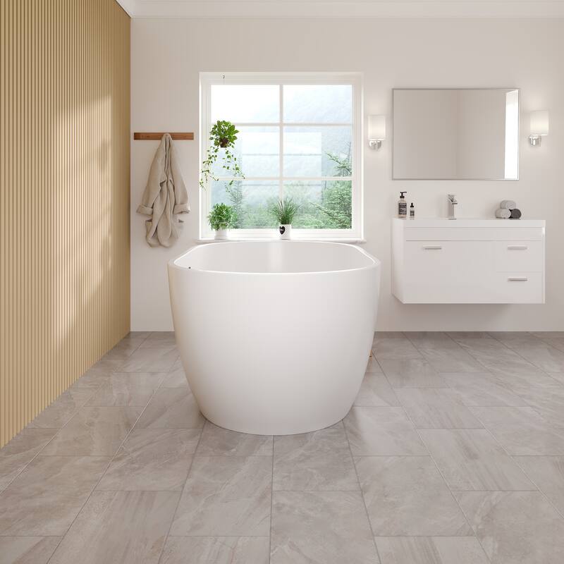 Eviva Opal Glossy White Acrylic Oval Freestanding Bathtub