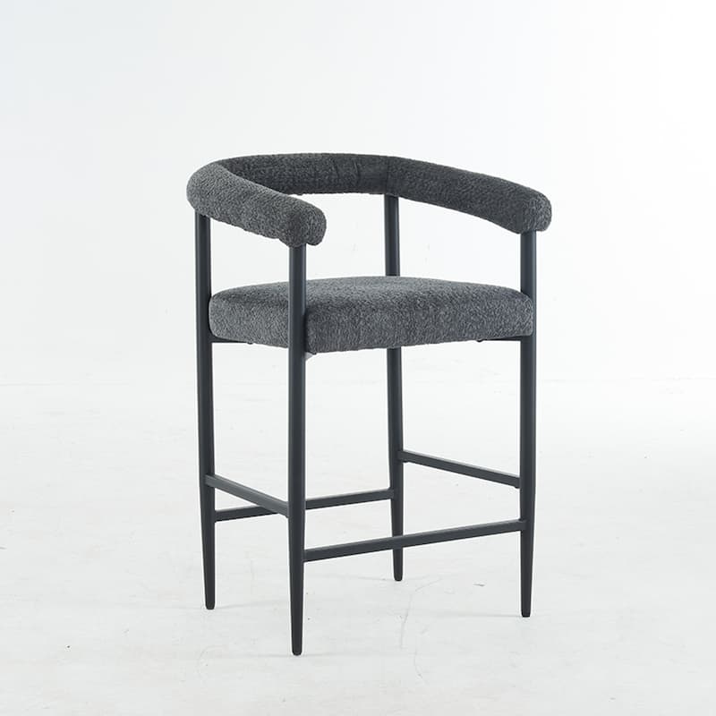 Upholstered Bar Stools Set of 2, Fabric Counter Height Chairs with Metal Frame, Kitchen Island Chairs with Armrests