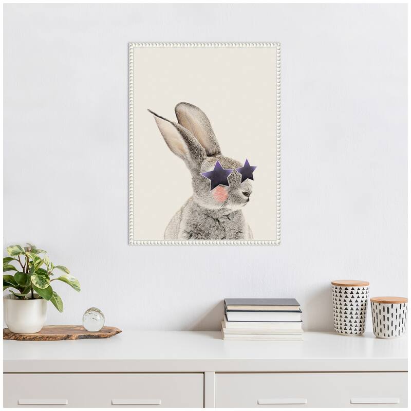 Kate and Laurel Sylvie The Bunny in Star Shaped Glasses Framed Canvas by July Art Prints