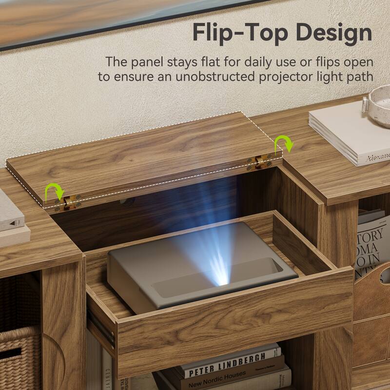 70" Mid-Century Modern Projector TV Stand, for TV or Ultra-Short Throw Projector - 70'' W × 15.7'' D × 23'' H