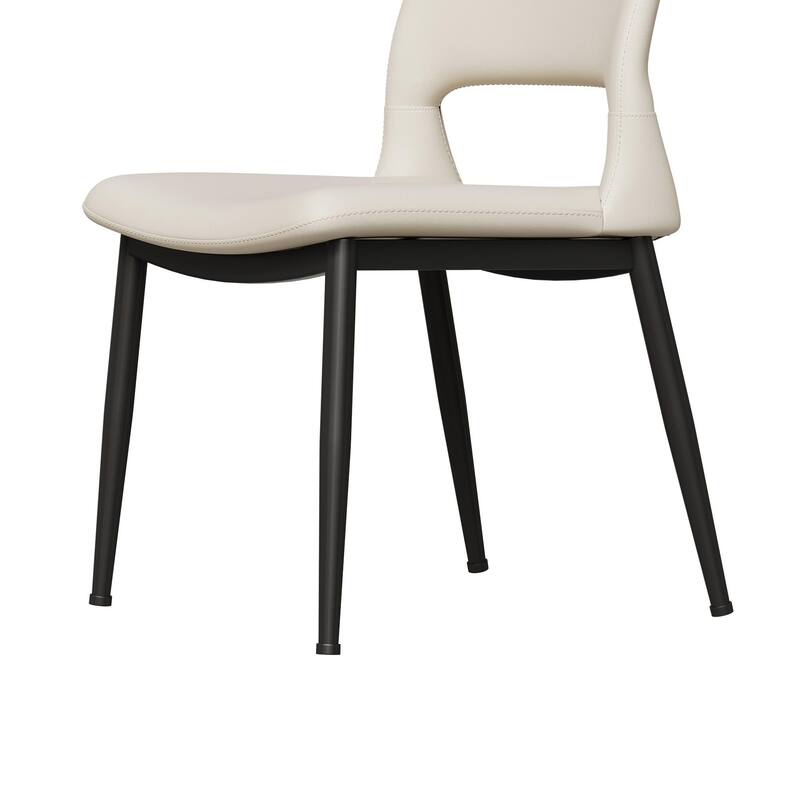 Modern Minimalist Pu Leather Dining Chairs Set Of 2, Comfortable Backrest Design, Metal Leg Support, For Restaurants, Kitchens