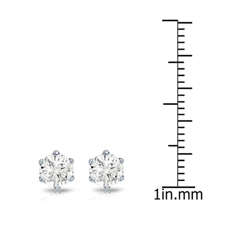 Auriya 1ctw Round Diamond Stud Earrings 14k Gold 6-Prong (J-K, I2-I3)