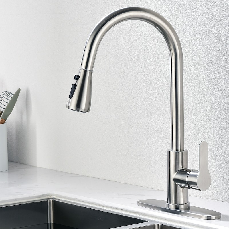 AITINKAN Pull Down Single Handle Kitchen Sink Faucet with 3 Spray Mode