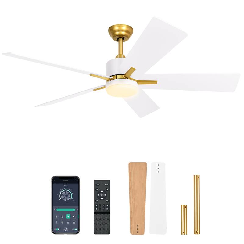 52 Inch Smart Ceiling Fan with Light Remote and APP Control