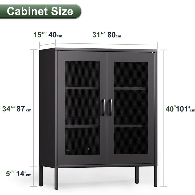 GDFStudio - Marcus Durable Metal Storage Cabinet with Adjustable Shelves for Versatile Organization