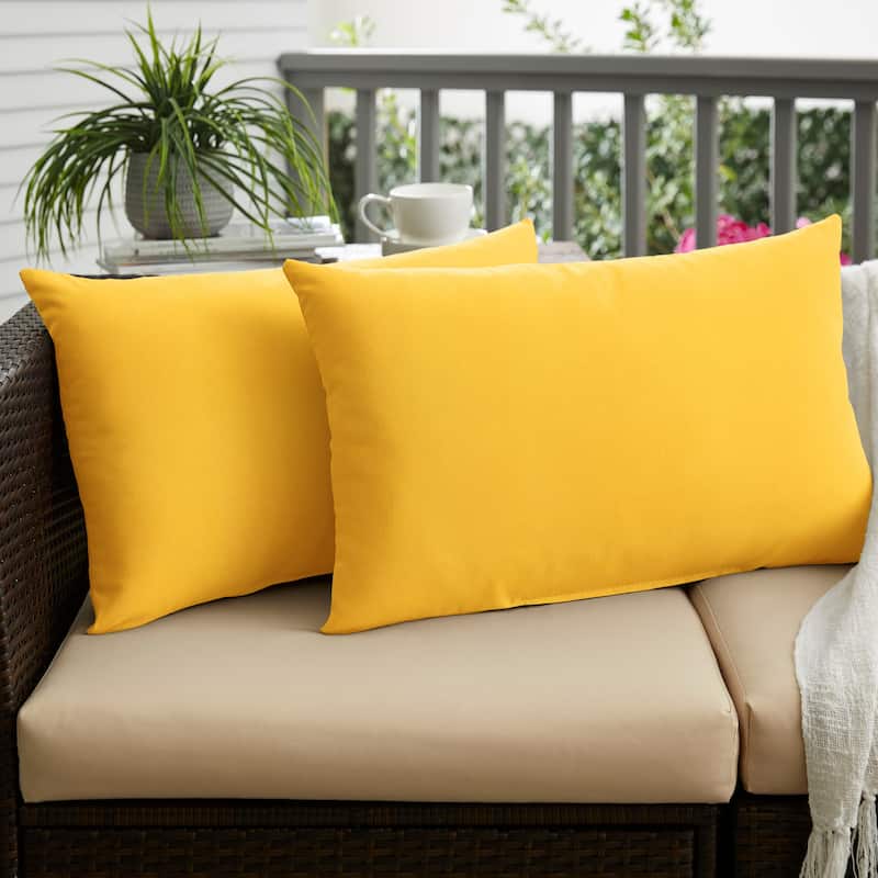 Sunbrella Canvas Sunflower Knife-edge Outdoor Pillows (Set of 2) - 16 in H x 26 in W