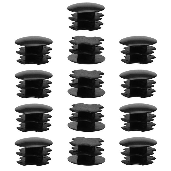 13pcs 19mm OD Plastic Round Tube Insert Ribbed Pipe Cover Caps Black Floor Protector, 0.63"-0.71" Inner Dia