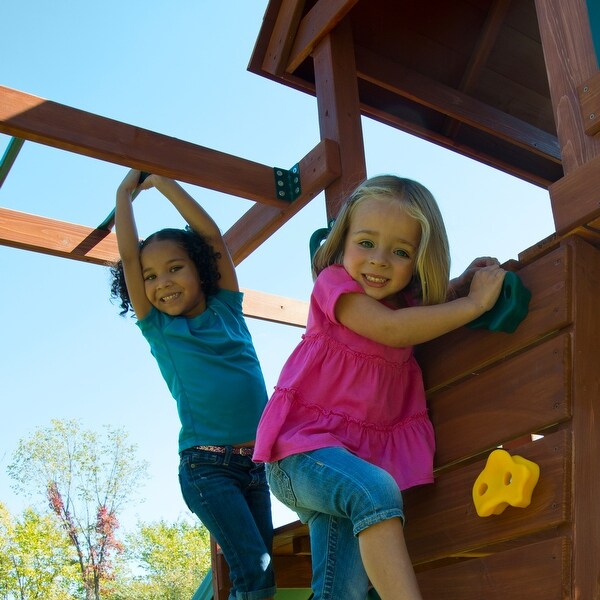 Swing-N-Slide Grandview Twist Wood Swing Set with 2 Slides - Bed