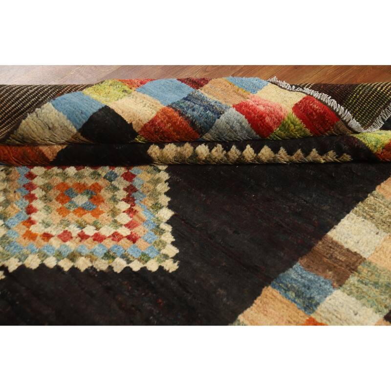 Checkered Moroccan Oriental Area Rug Handmade Wool Carpet - 6'0" x 7'8"