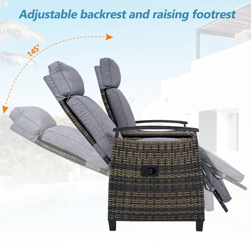 Patio Recliner Loveseat Chair Set with Adjustable Backrest for Comfortable Outdoor Relaxation