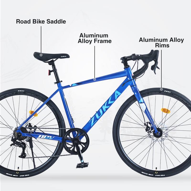 700C Road Cycling Bike, 7 Speed City Commuting Bicycle with Dual Disc Brakes, Aluminum Alloy Frame for Teens, 16 Years and Up
