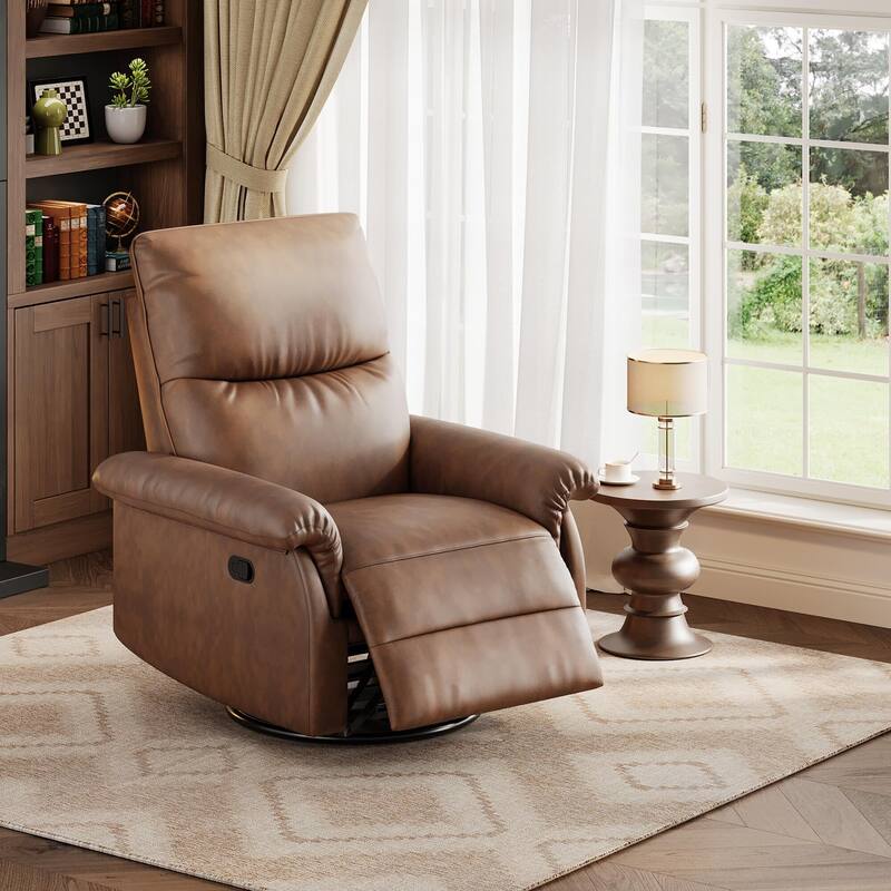 Recliner Chair, 360° Swivel Rocker Glider Nursery Chair with Padded Armrest and Deep Seat