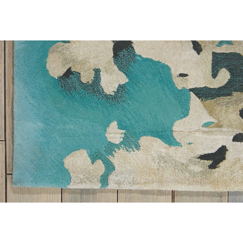Nourison Prismatic Abstract Floral Textured Water Lily Shimmer Area Rug