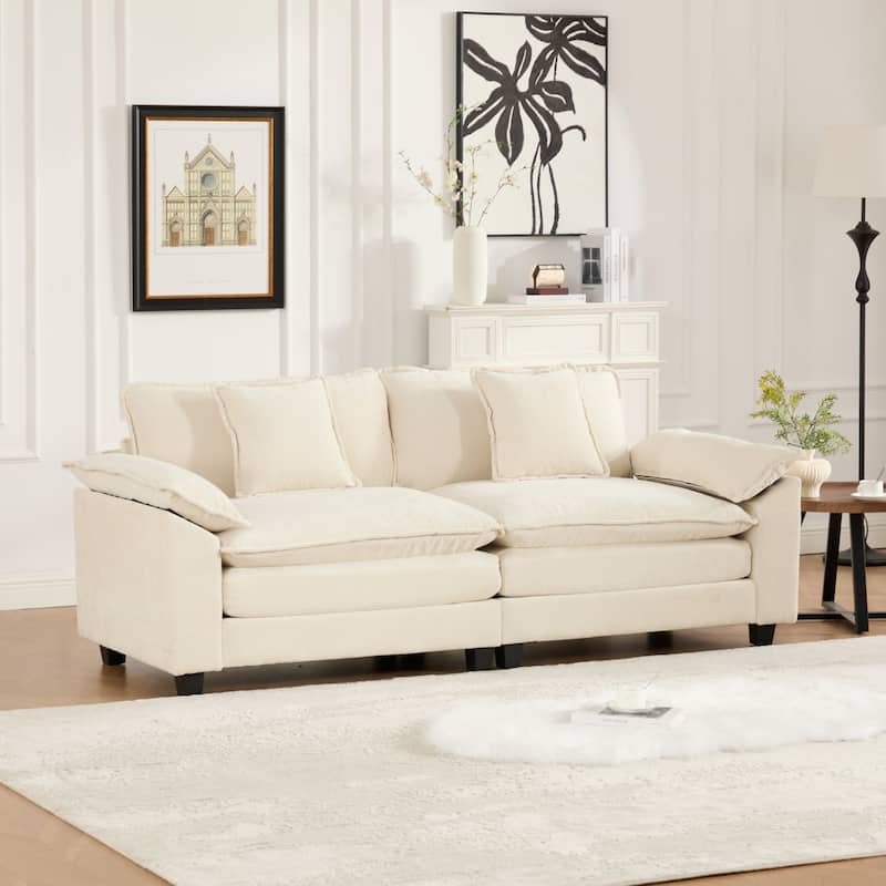 Comfy Double Layer Upholstered Couch Chenille Accent Loveseat Sofa