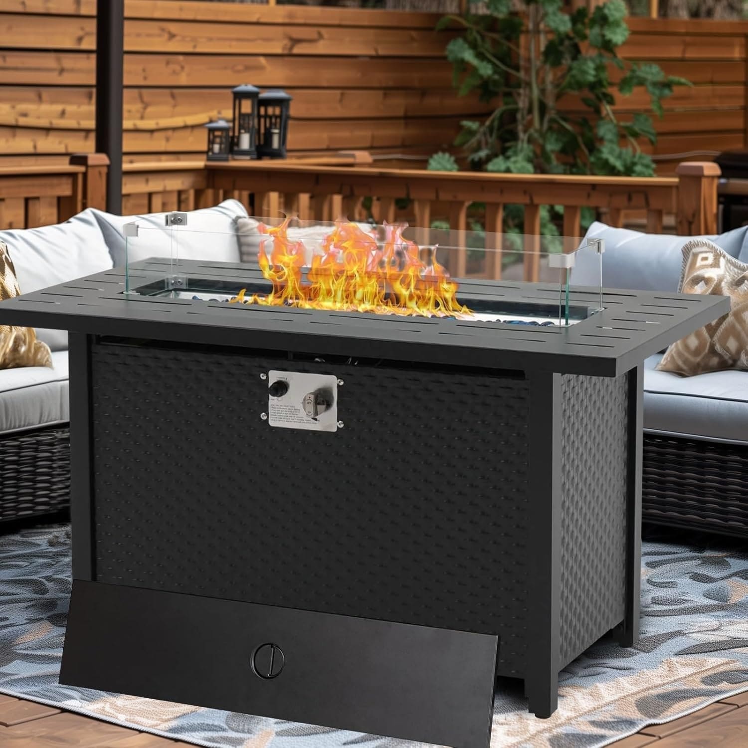 Propane Fire Pit Table, 45 Inch 50,000 BTU Square Outdoor Gas