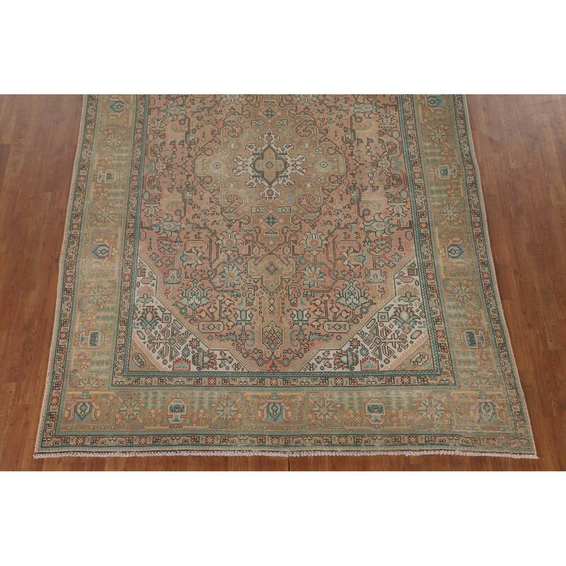 Distressed Tabriz Persian Vintage Rug Bedroom Handmade Wool Carpet - 6'10" x 9'8"