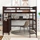 preview thumbnail 16 of 43, Full Size Loft Bed with Drawers and Writing Desk, Wooden Storage Bed with Shelves, Safety Guardrails and Ladder Espresso - Full