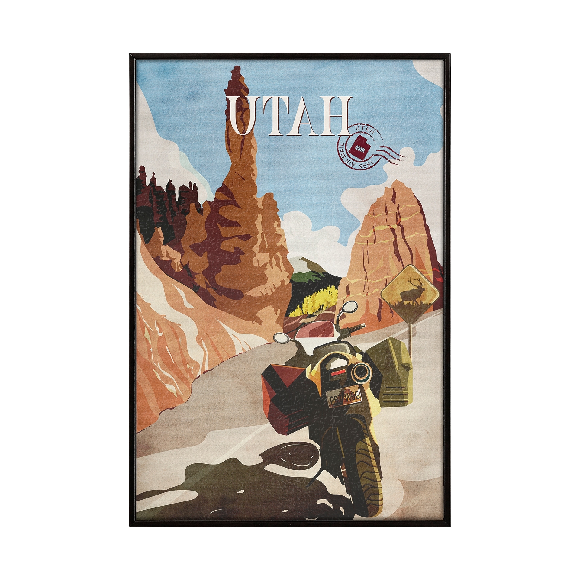 Mercana Utah Go USA by Mercana Studio a Hand Embellished Decograph Framed Art Print