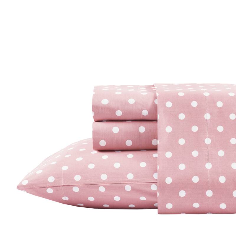 Intelligent Design Polka Dot Printed 100% Cotton Sheet Set