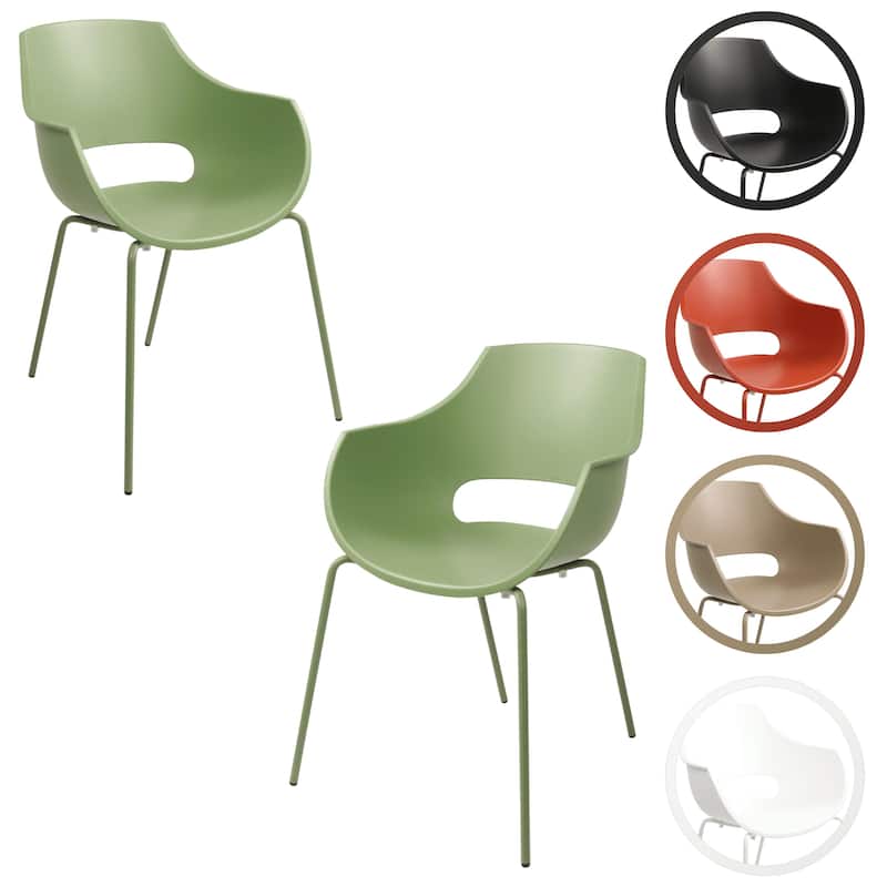 Furnish Theory Urban-ML Pro Indoor/Outdoor Stackable Dining Armchairs Polypropylene Shell & Powder-Coated Steel Legs (Set of 2)