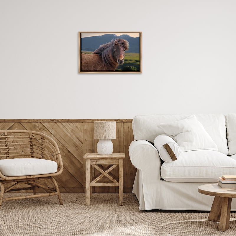 Stupell Windblown Mare in Mountain Valley Framed Floater Canvas Wall Art Design By Steve Toole