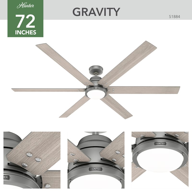 Hunter Wi-Fi Gravity Windmill Ceiling Fan w/LED Light Kit and Handheld Remote - Rustic, Transitional - SMART FAN! ENERGY STAR!