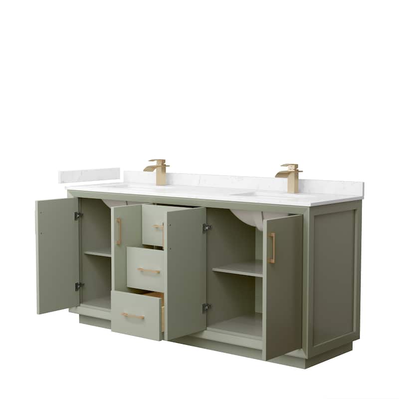 Strada 72-Inch Double Vanity Set, Cultured Marble Top