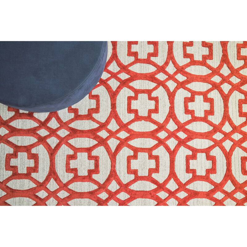 EXQUISITE RUGS Windsor Hand-loomed Wool/Bamboo Silk Rust/Grey Area Rug.