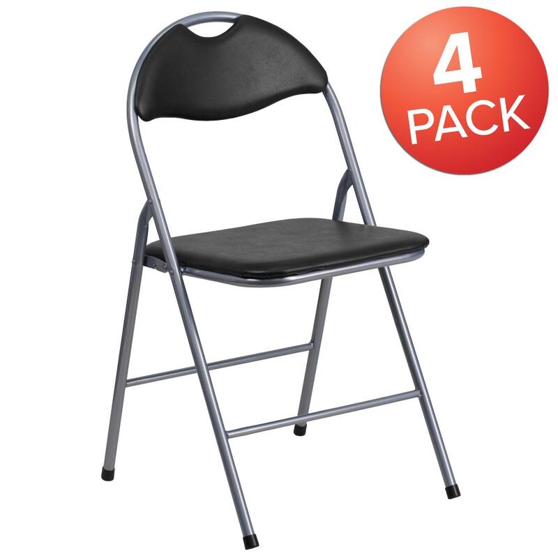 4 Pack 300 lb. Capacity Vinyl Metal Folding Chair with Carrying Handle