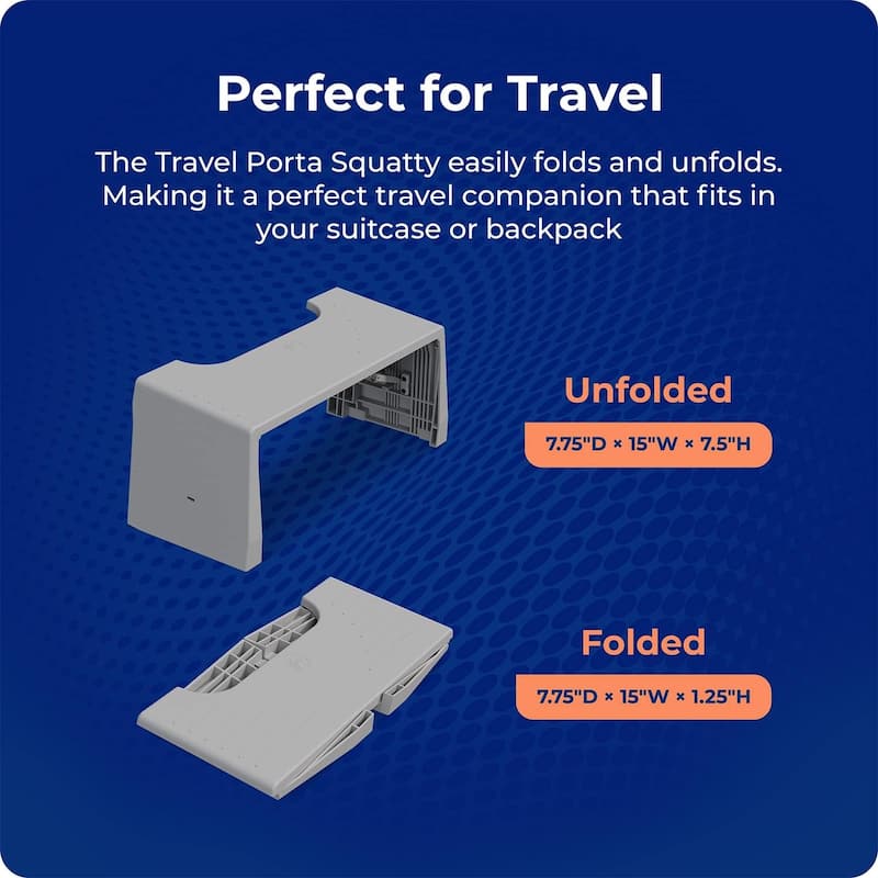 Squatty Potty Porta Traveler Foldable Toilet Stool for Travel, 7 Inch Portable Bathroom Step Stool Squat - Gray