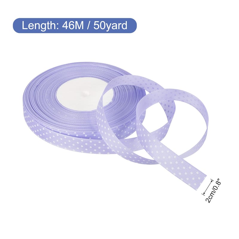 Grosgrain Ribbons with Dots Ribbon Bow Decoration - Purple - 50 Yards 3/4 Inch