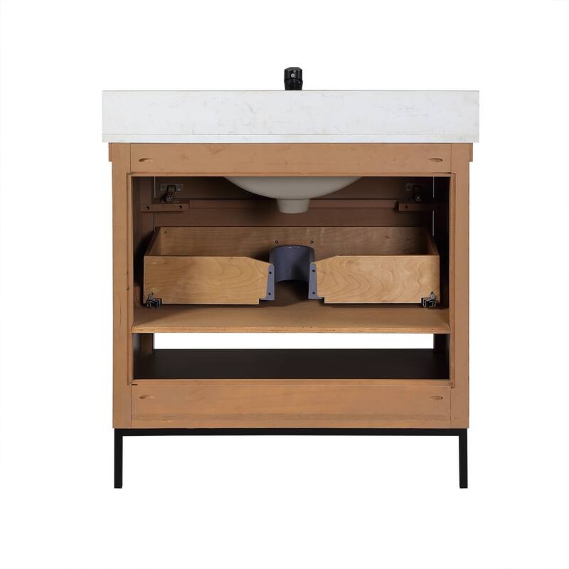 Altair Kesia Bathroom Vanity with White Composite Stone Top without Mirror