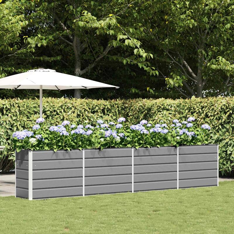 vidaXL Planter in Galvanised Steel - 39.37 x 19.69 x 17.72 - Grey - 151.57 x 19.69 x 30.31 in