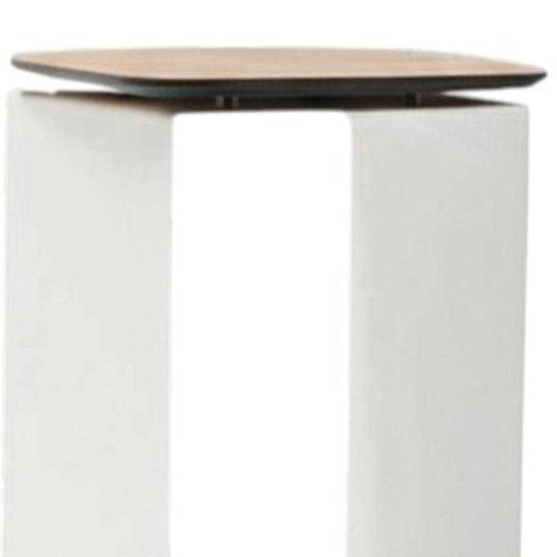 12" White And Brown Aluminum And Heavy Duty Resin Outdoor Side Table