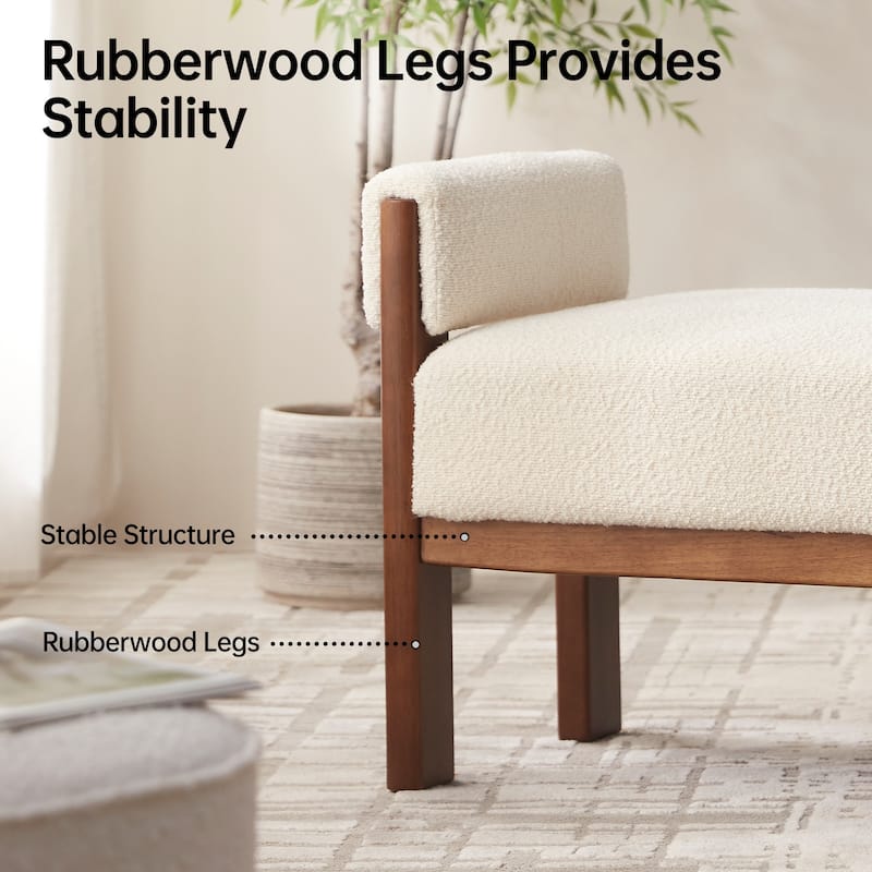 Arm Fabric bench with Solid Wood ,51.8-inch Upholstered Bench for Living Room ,Bedrooms