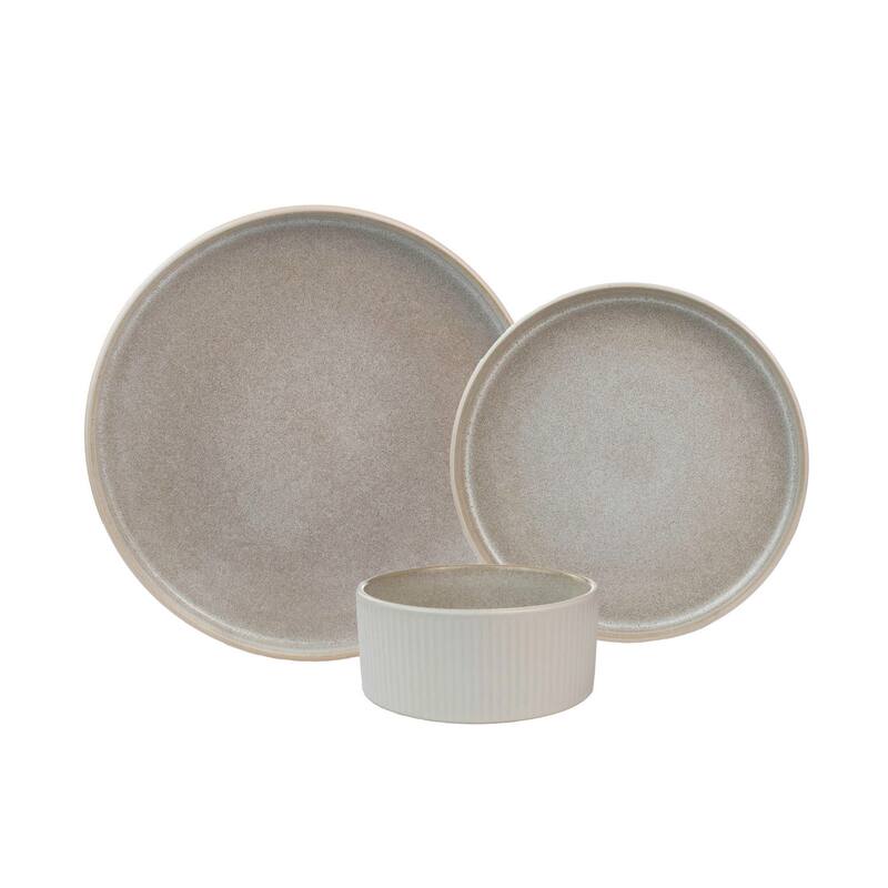 Anderson Reactive Cream Stoneware 12 Pc Set - Cream