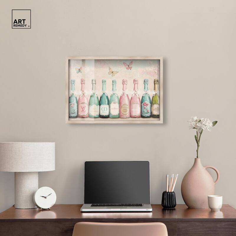 Champagne Mint and Pink Shadowbox by Art Remedy
