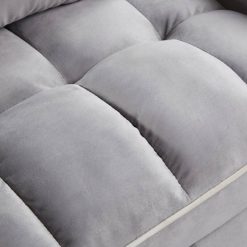 Grey Modern 35.83" 3 in 1 Velvet Single Convertible Sofa Bed with Adjustable Back and USB Charging Port for Living Room