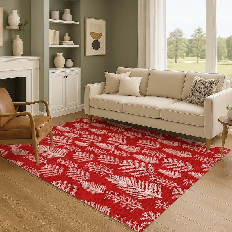 Premium Washable Super Soft Pinecone Mayfield Rug - Red - 8' x 10'