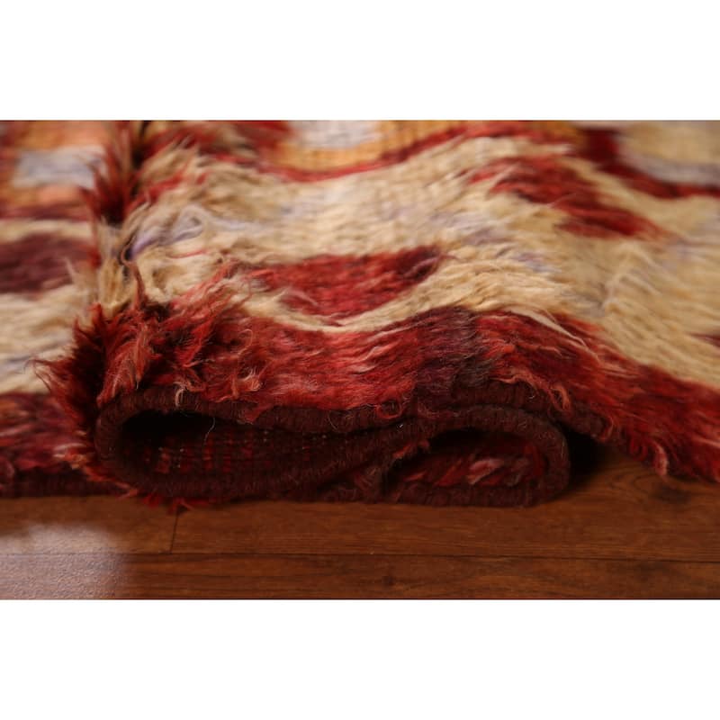 Hand Knotted Oriental 100% Wool Carpet Modern Tribal Red Moroccan Area Rug - 7' 8'' X 5' 8''